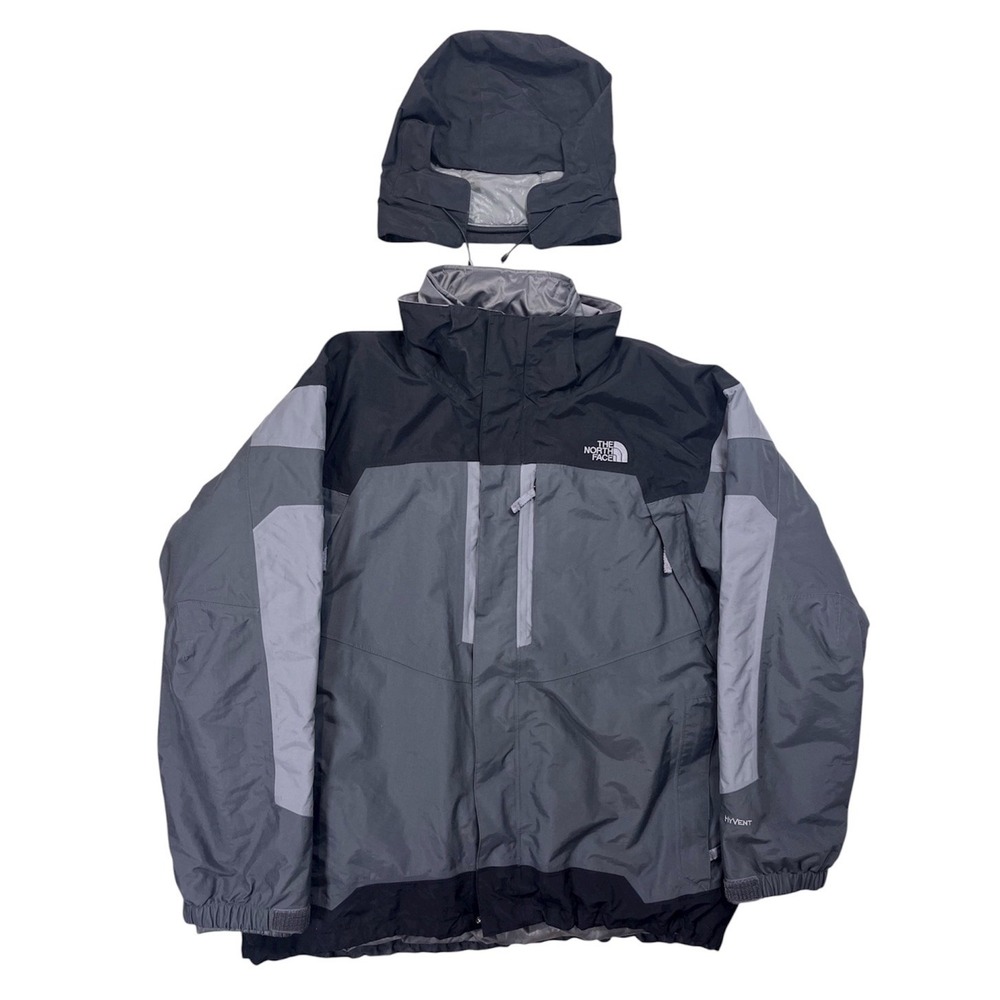 The North Face HyVent 3-in-1 Parka Mens Large‎ Gray Winter Ski Jacket Hooded TNF